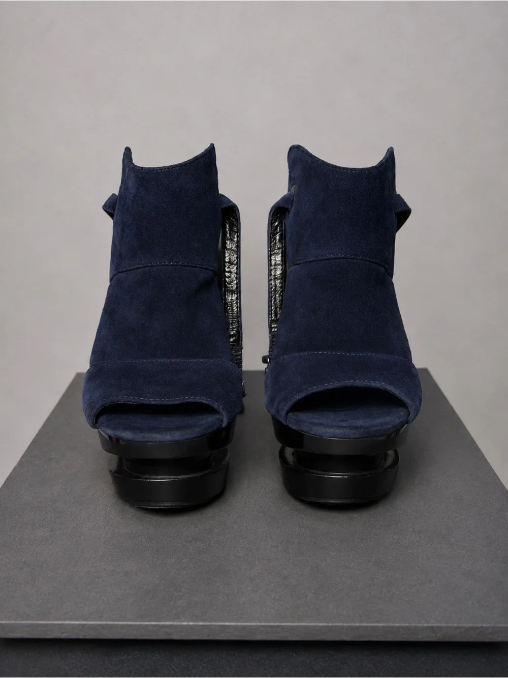 Jessica Simpson JS-CAT Navy Suede Peep Toe Platform Stiletto Booties Size 7